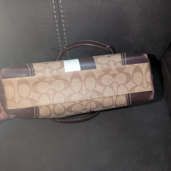 Coach Signature Heritage Strip Brown and Cream Tote Bag - Picture 6 of 7